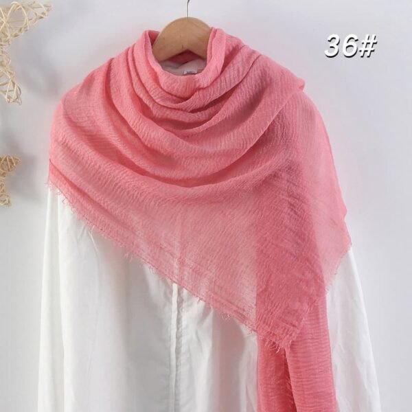 Pleated solid colour cotton-linen blend scarf