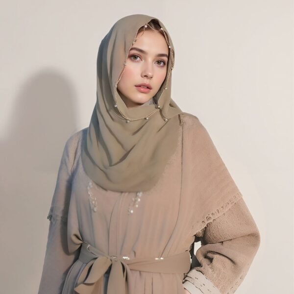 Fashionable Chiffon Hijab Wholesale With Pearl Wave Edge Decoration