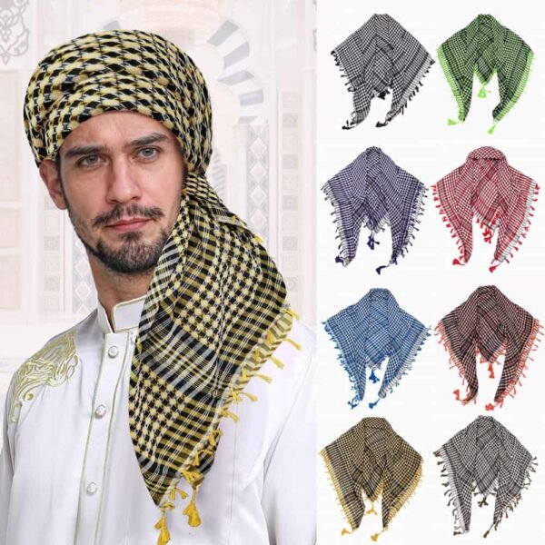 Wholesale Muslim Arab Ghutra Jacquard tasselled square scarf Shemagh