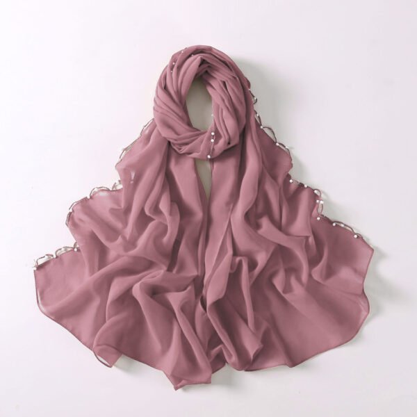 Fashionable Chiffon Hijab Wholesale With Pearl Wave Edge Decoration - Image 6