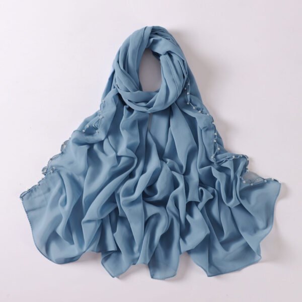 Fashionable Chiffon Hijab Wholesale With Pearl Wave Edge Decoration - Image 7